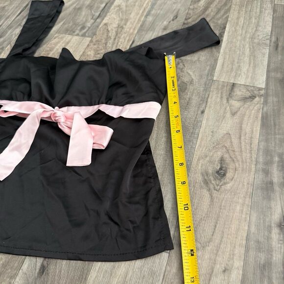 Coquette black and pink satin bow top - Picture 4 of 5